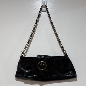 HOBO International Black Leather Shoulder Bag Clutch‎ Purse Classic Staple Date